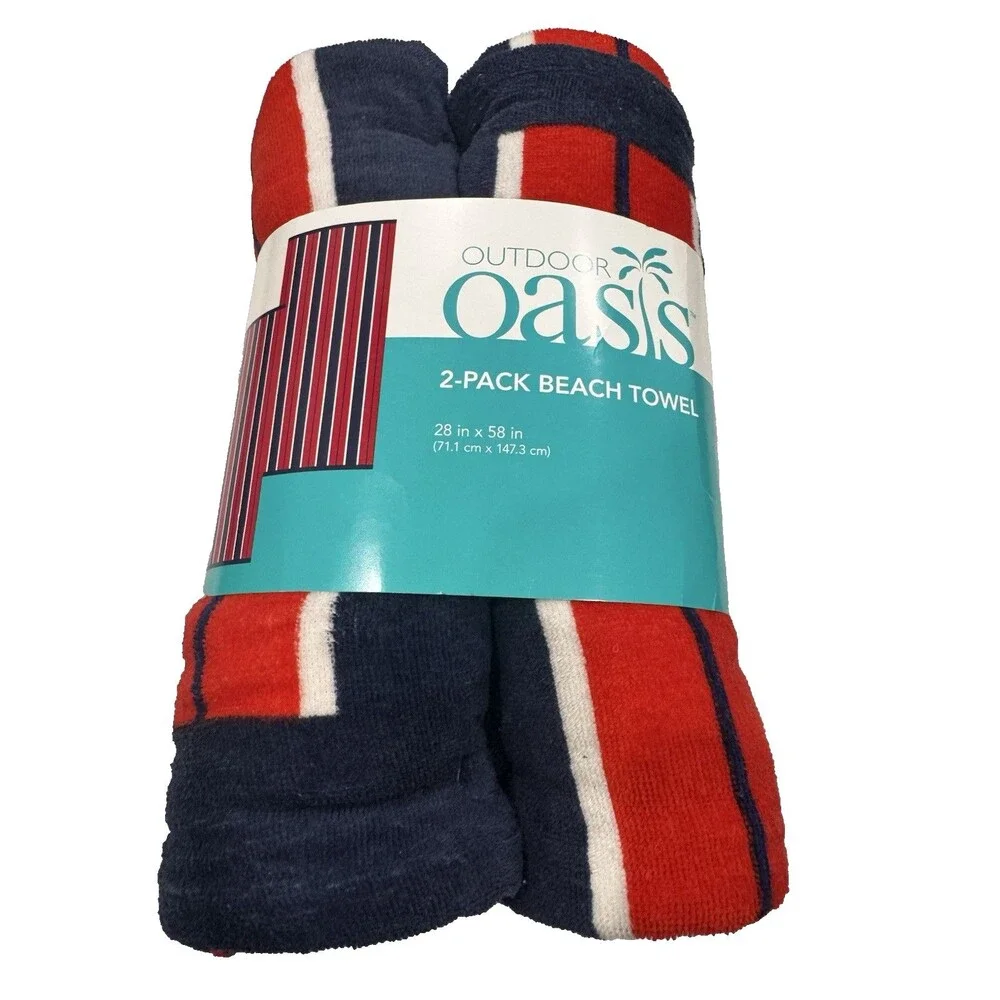 Oasis Outdoor 2-Pack Beach Towel 28 in x 58 in Multi Color